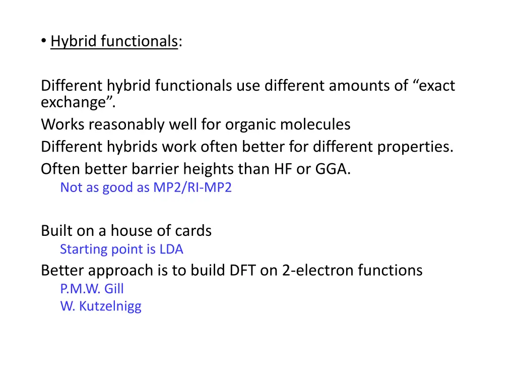 hybrid functionals