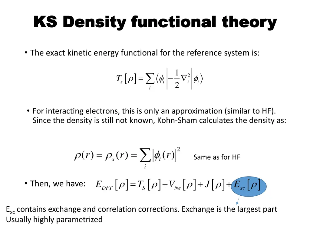 ks density functional theory ks density