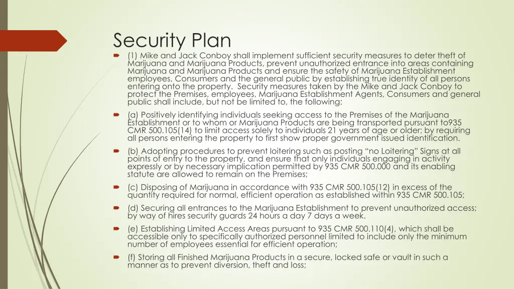 security plan 1 mike and jack conboy shall