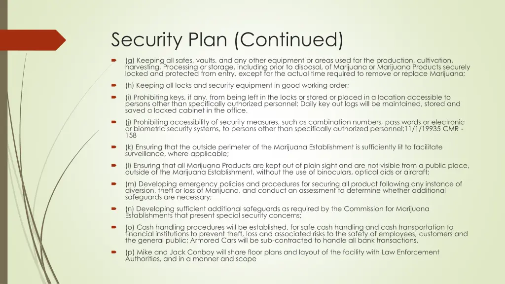 security plan continued