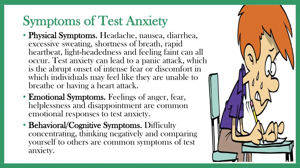 symptoms of test anxiety symptoms of test anxiety