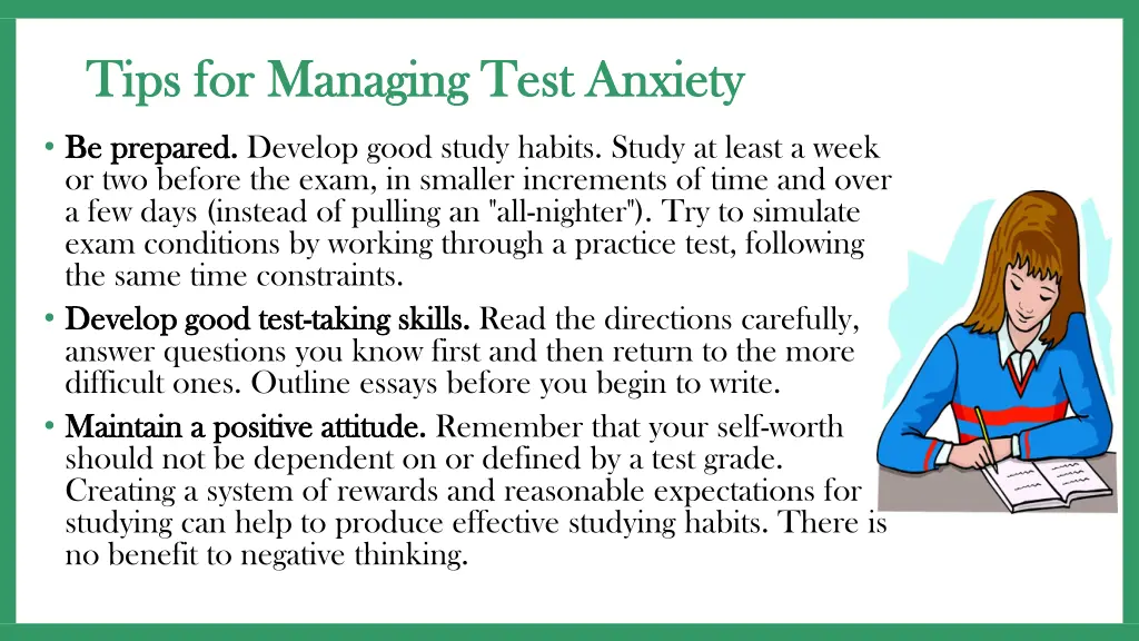 tips for managing test anxiety tips for managing