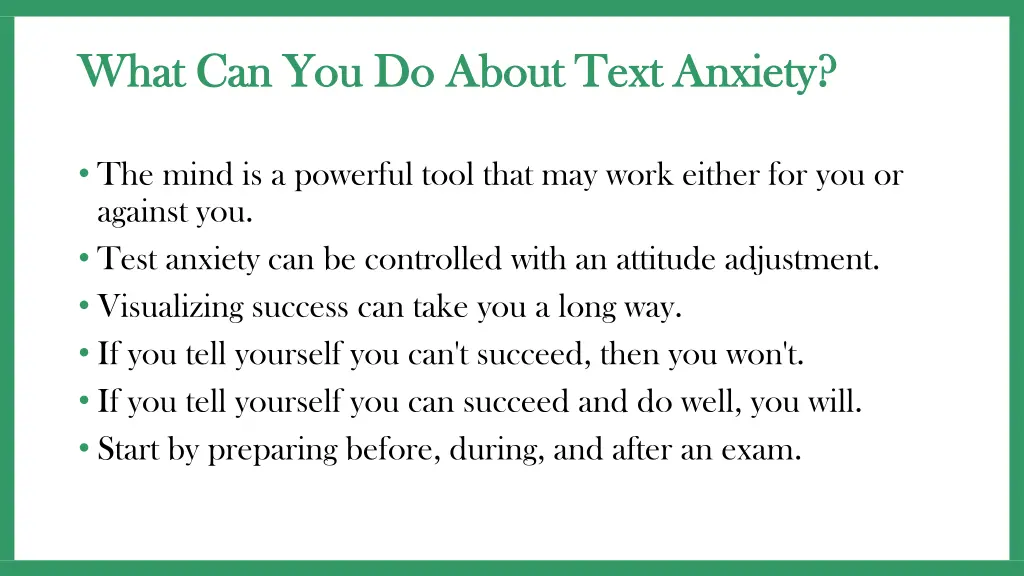 what can you do about text anxiety what