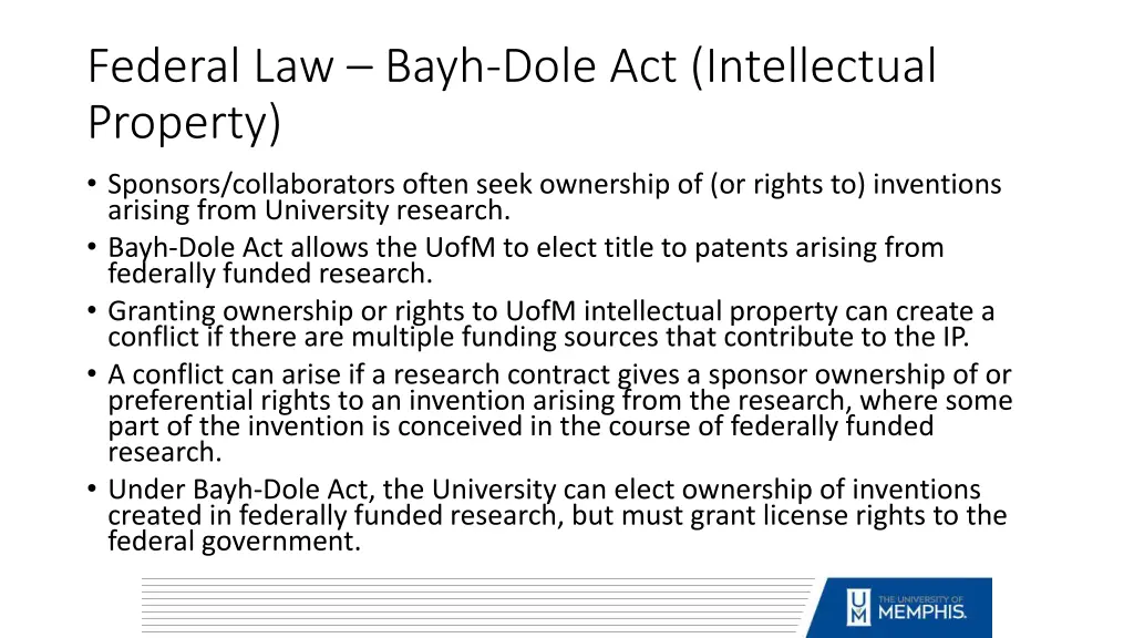 federal law bayh dole act intellectual property