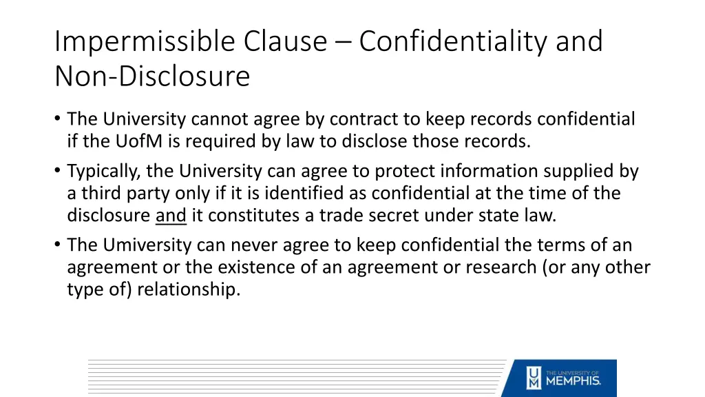 impermissible clause confidentiality