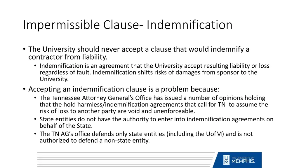 impermissible clause indemnification