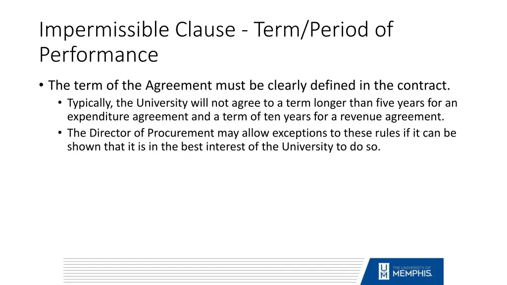 impermissible clause term period of performance