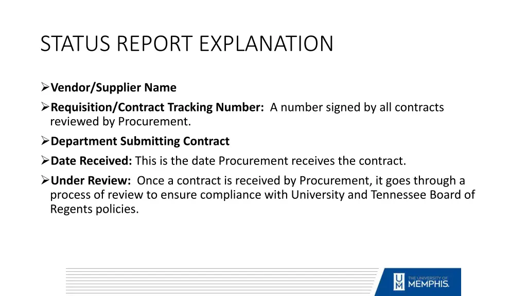 status report explanation