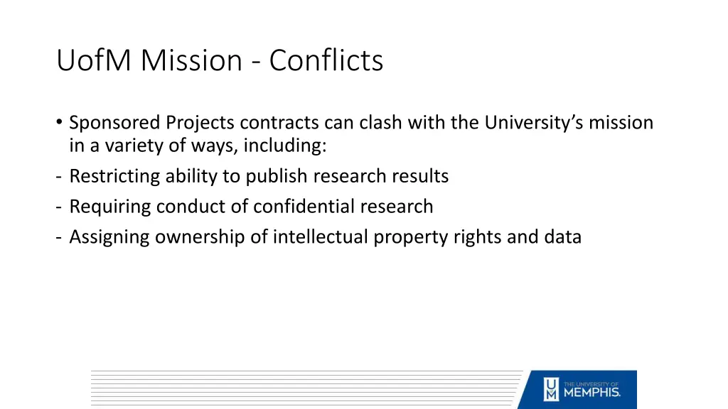 uofm mission conflicts