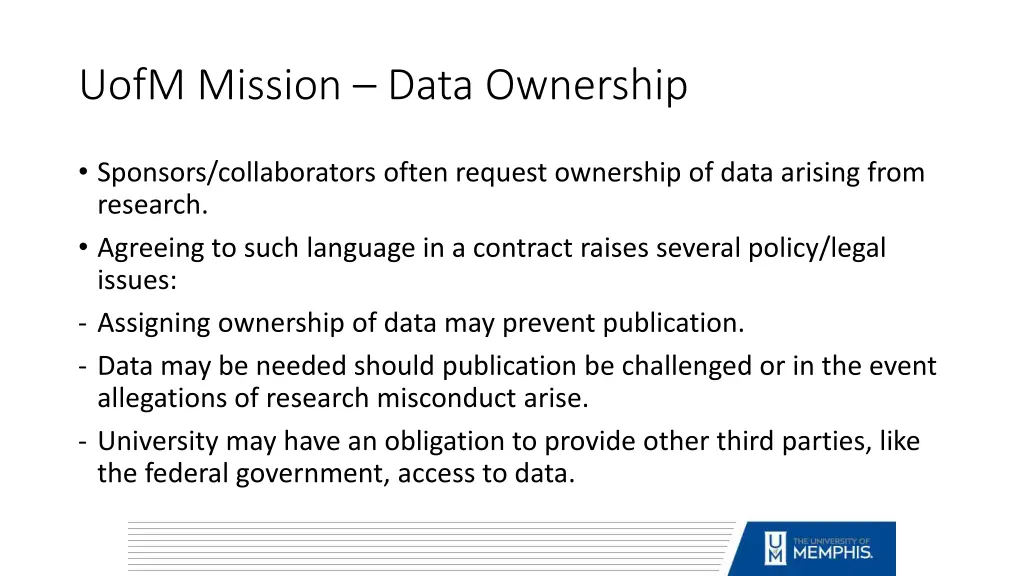 uofm mission data ownership