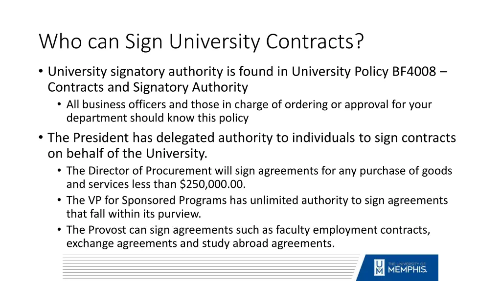 who can sign university contracts