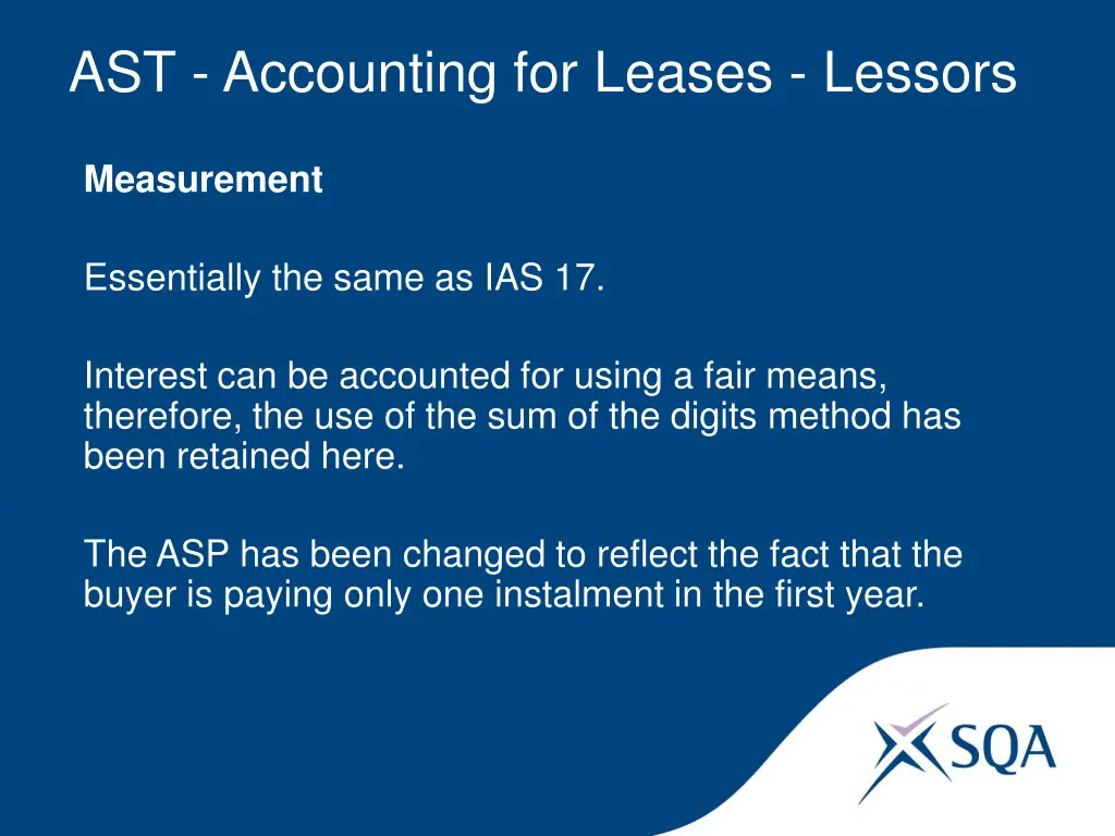 ast accounting for leases lessors