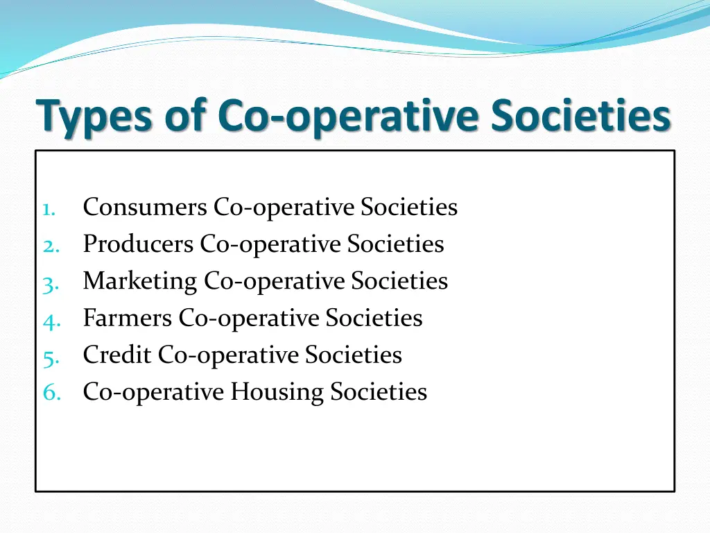 types of co operative societies