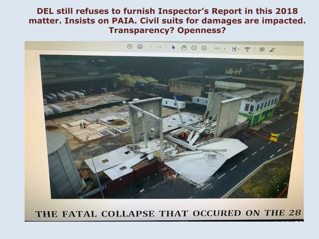 del still refuses to furnish inspector s report