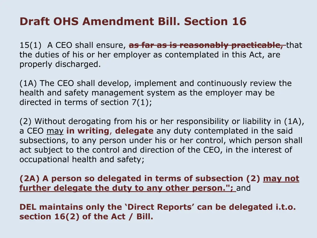 draft ohs amendment bill section 16