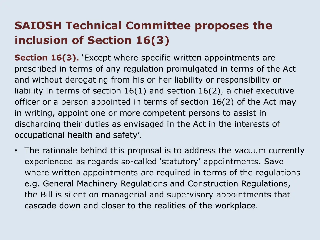 saiosh technical committee proposes the inclusion