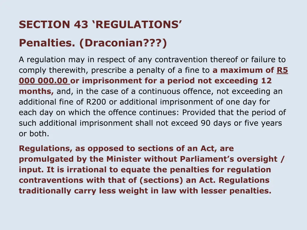 section 43 regulations