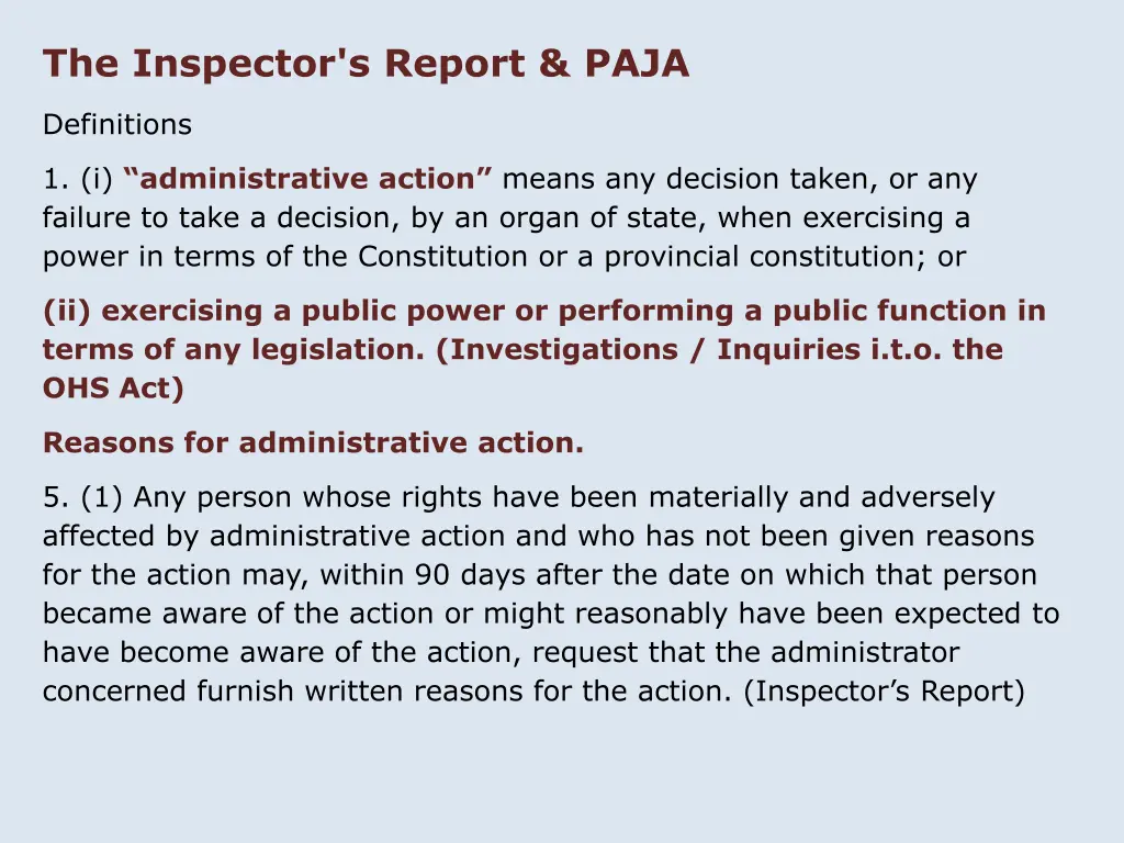 the inspector s report paja