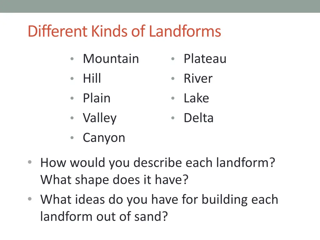 different kinds of landforms