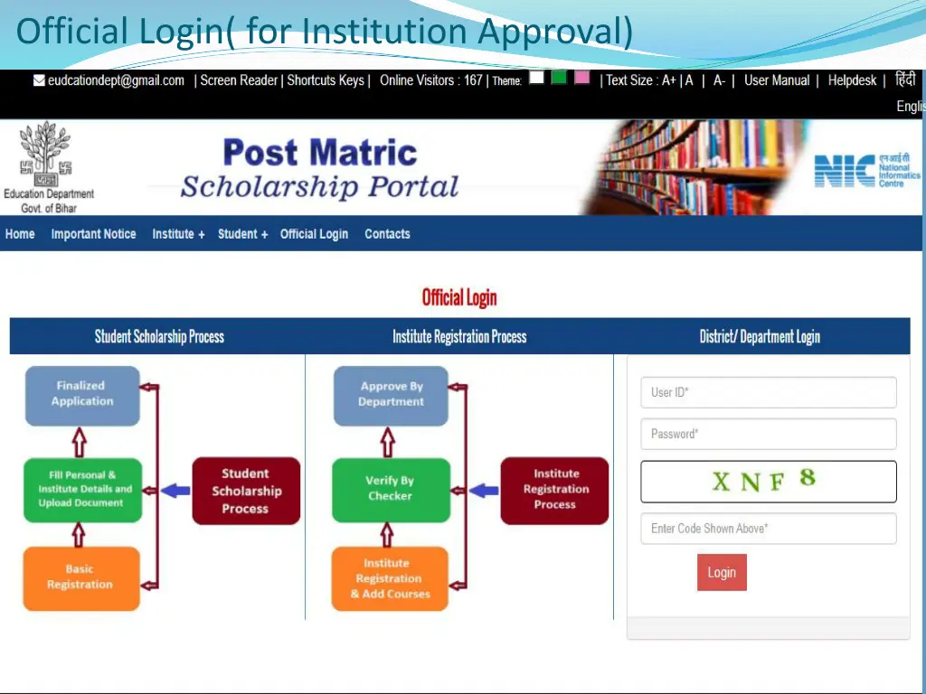 official login for institution approval 1