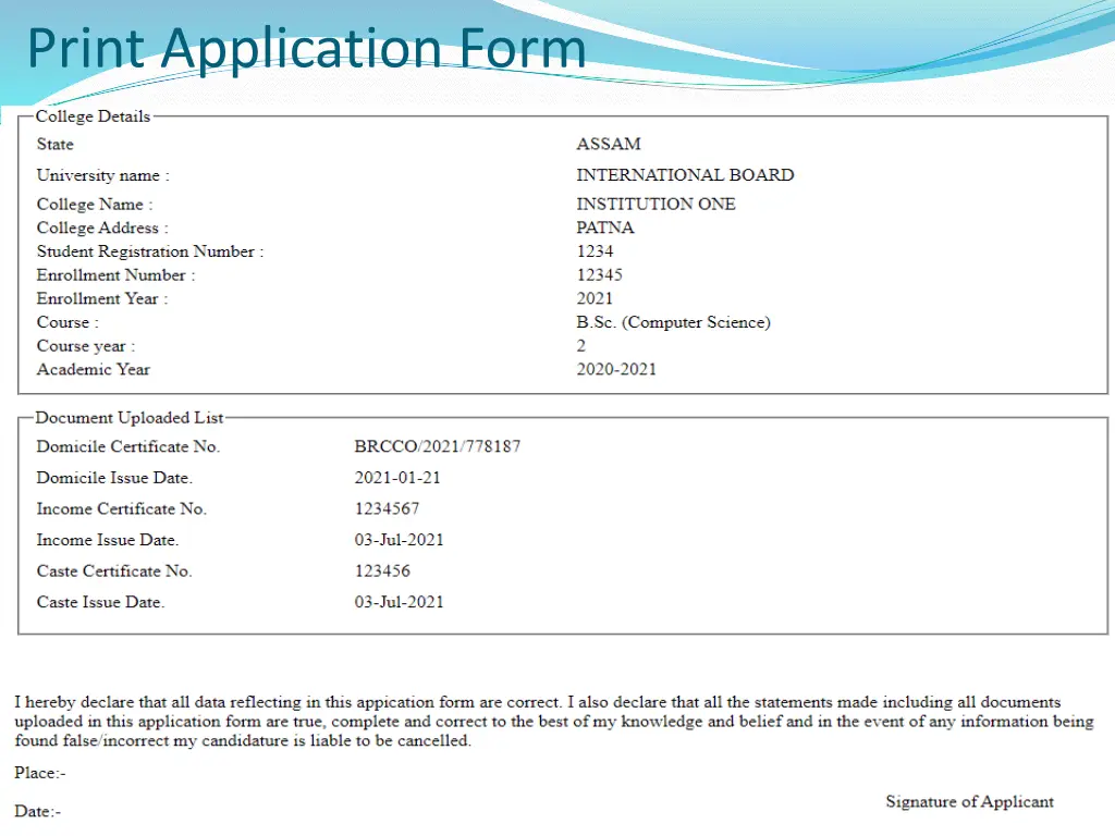 print application form 1