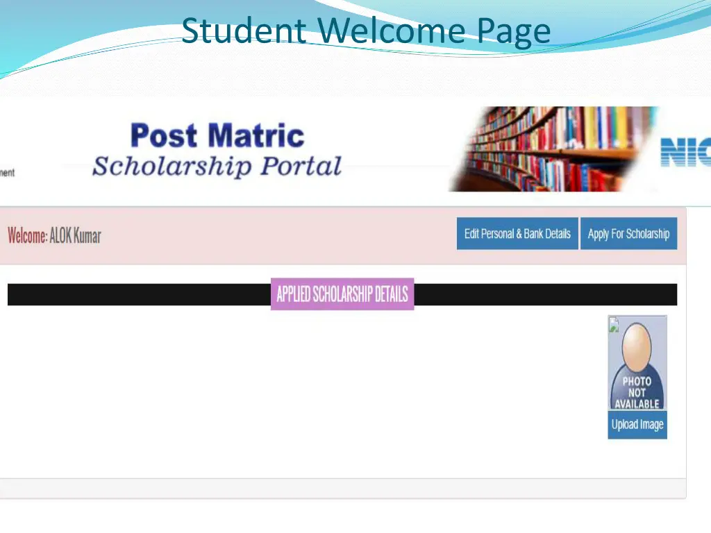 student welcome page