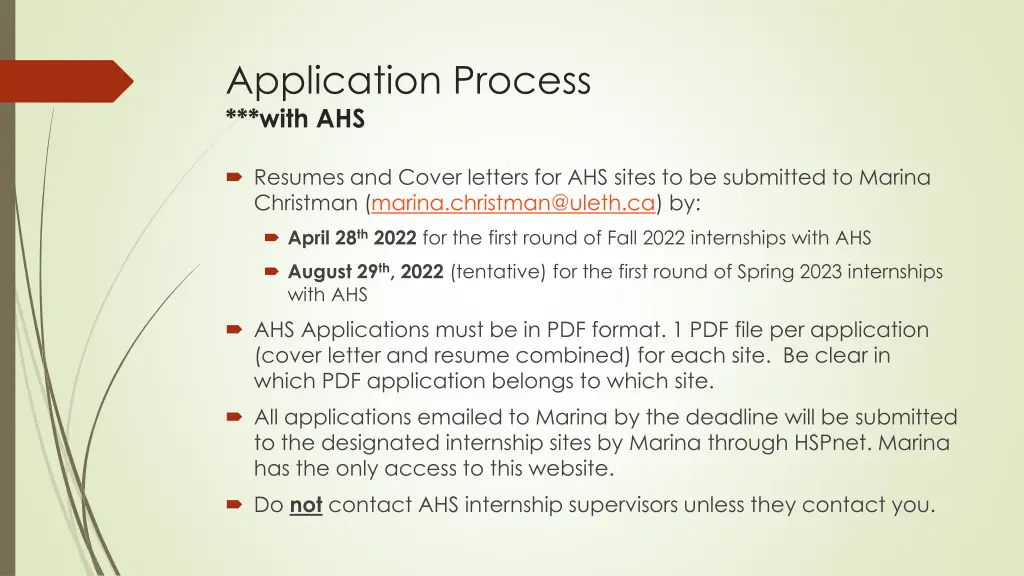 application process with ahs 1