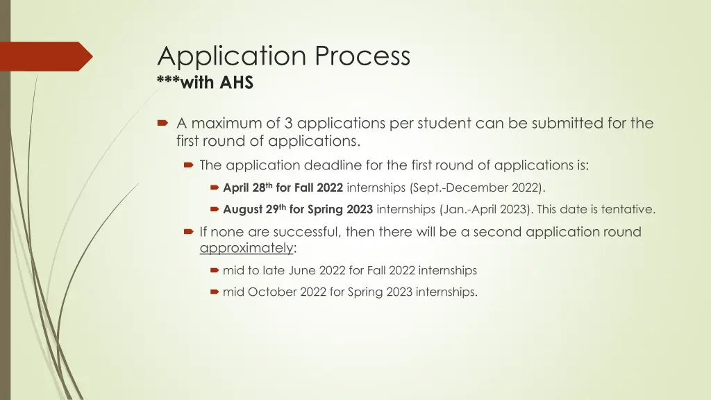 application process with ahs