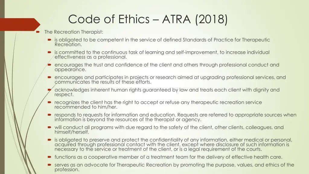 code of ethics atra 2018