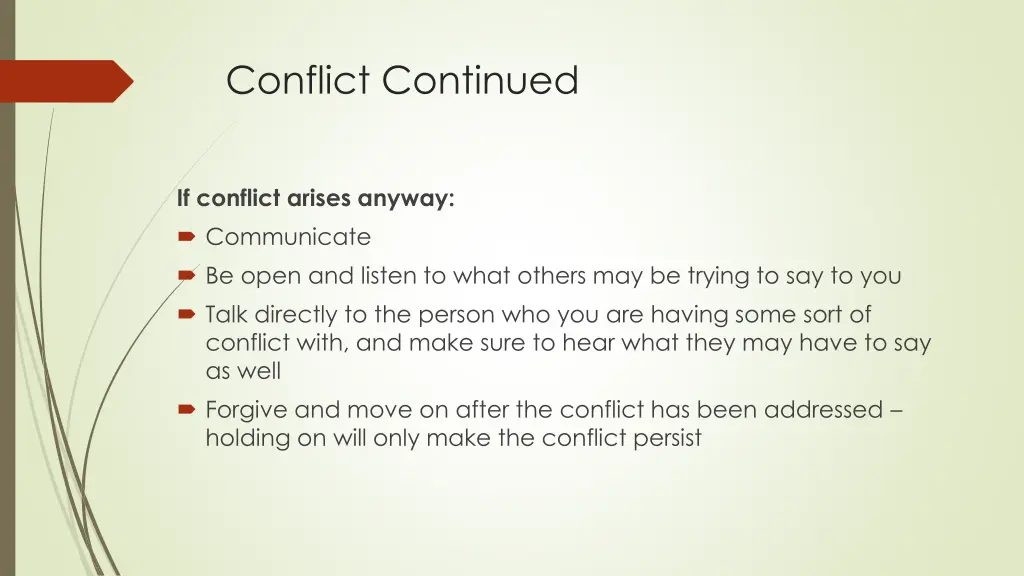 conflict continued