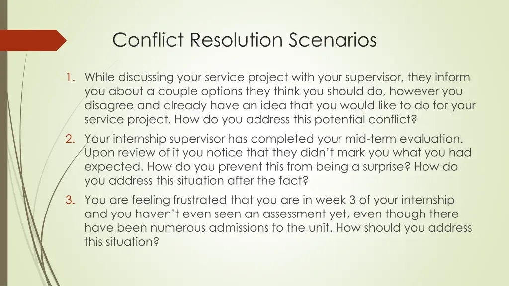 conflict resolution scenarios