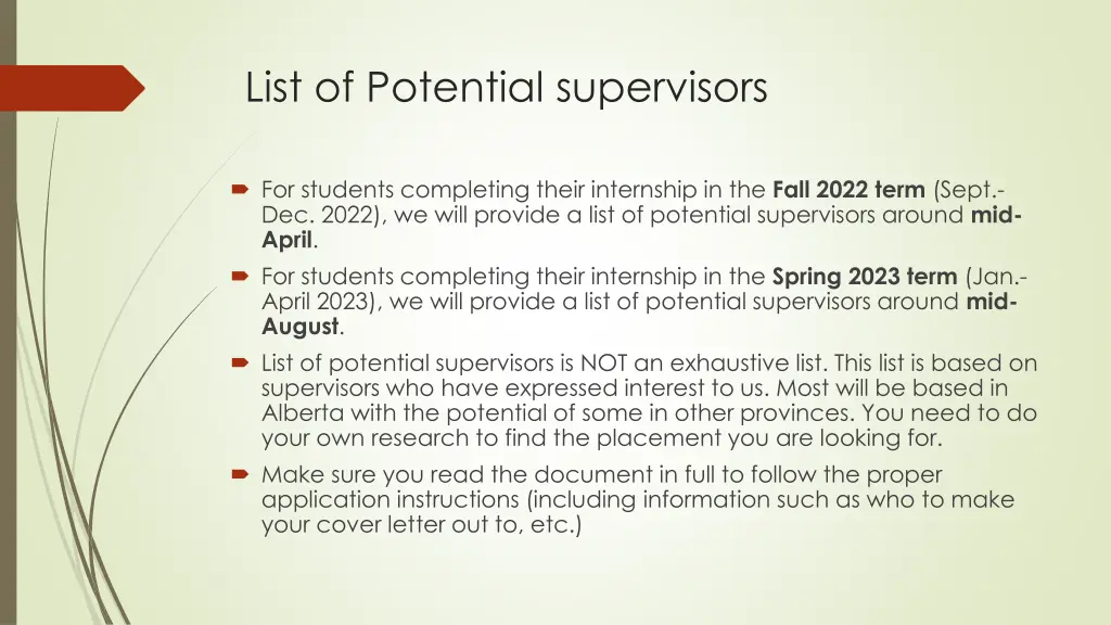 list of potential supervisors