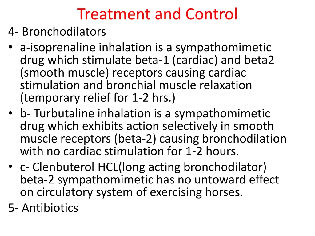 treatment and control 4 bronchodilators