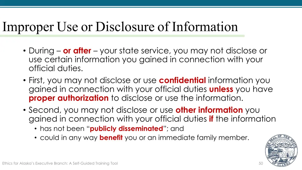 improper use or disclosure of information 1