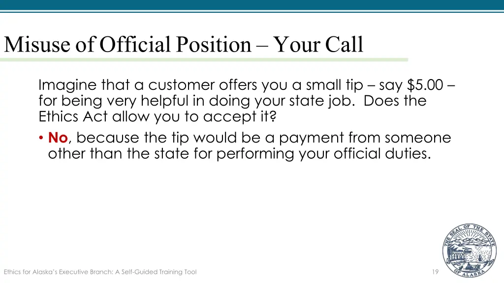 misuse of official position your call 4