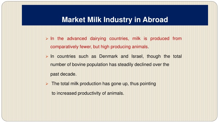 market milk industry in abroad