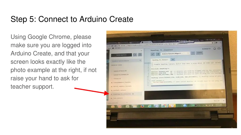 step 5 connect to arduino create