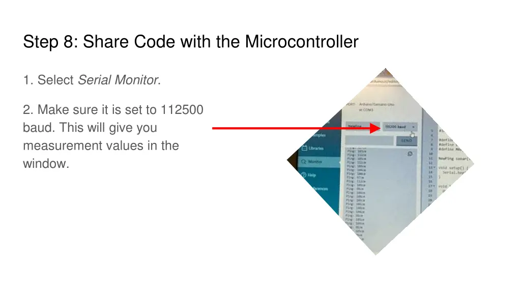 step 8 share code with the microcontroller