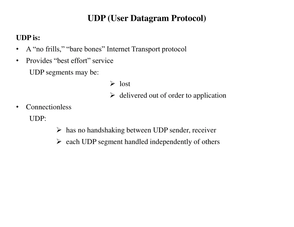 udp user datagram protocol