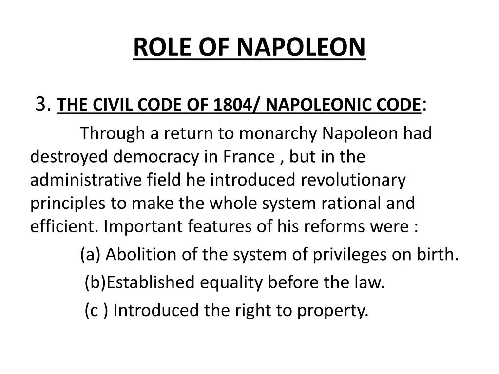 role of napoleon