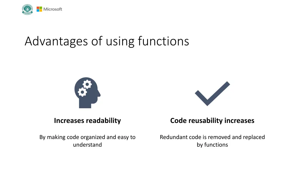 advantages of using functions