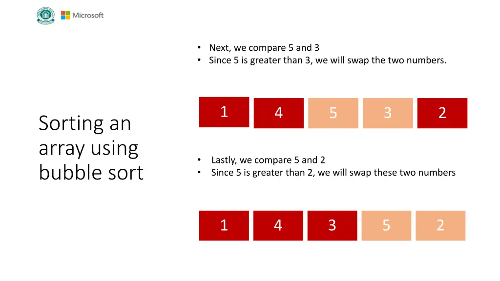 next we compare 5 and 3 since 5 is greater than