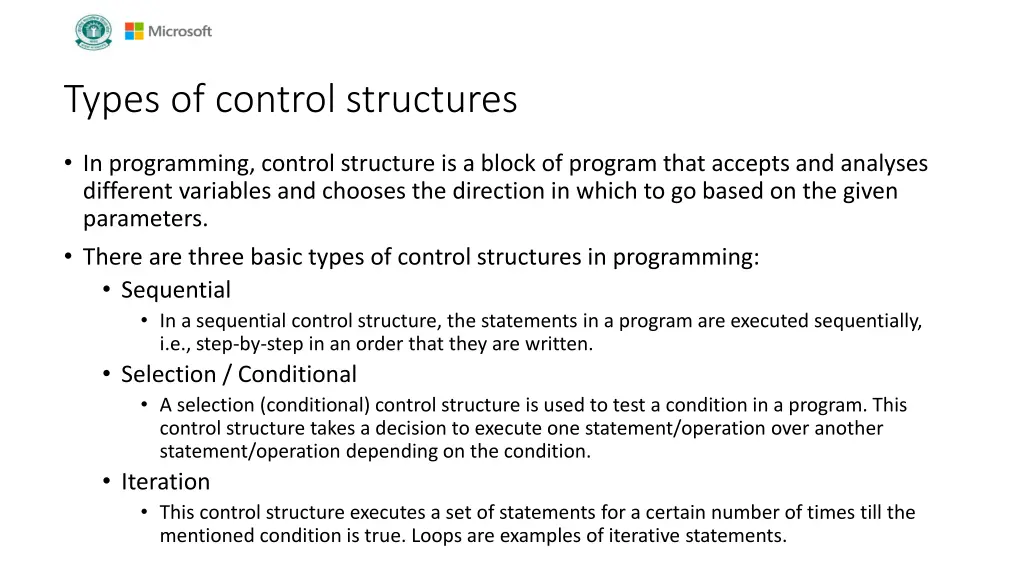 types of control structures