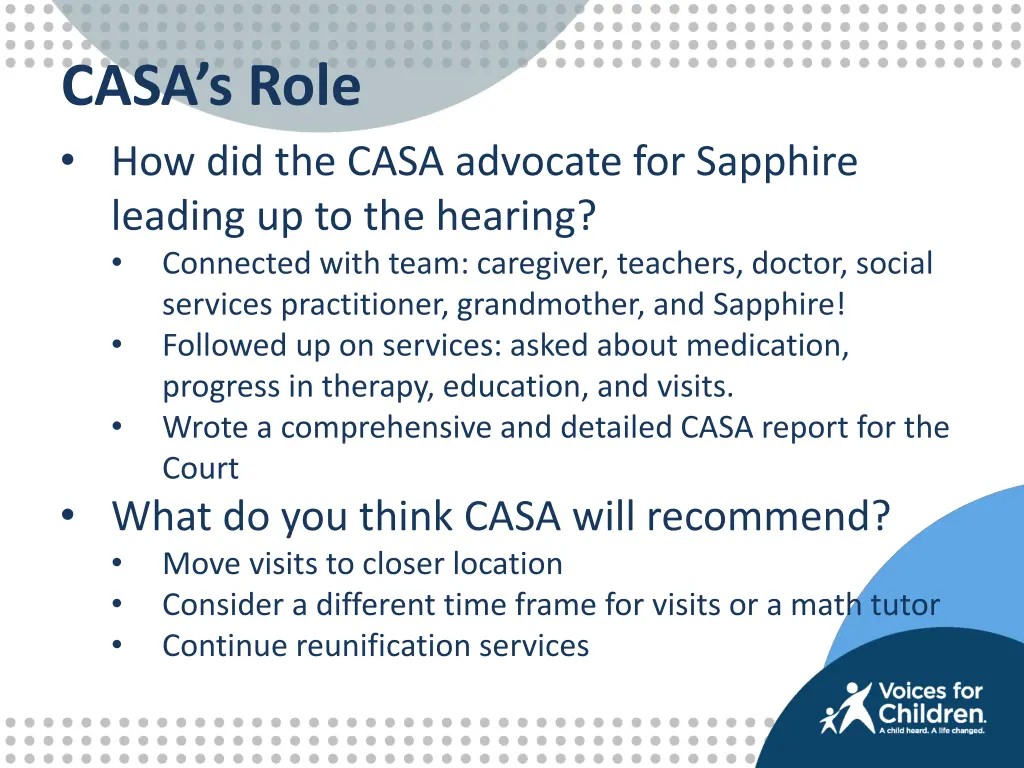 casa s role how did the casa advocate