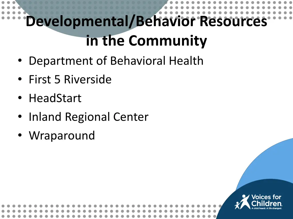 developmental behavior resources in the community