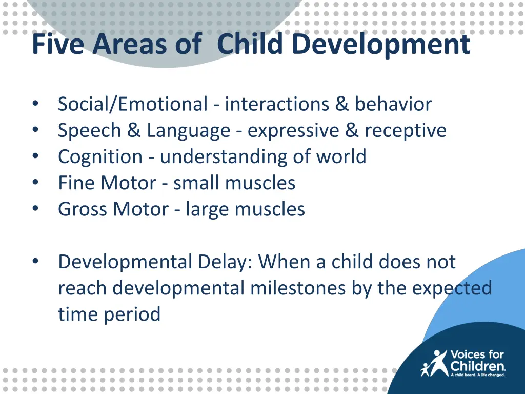 five areas of child development