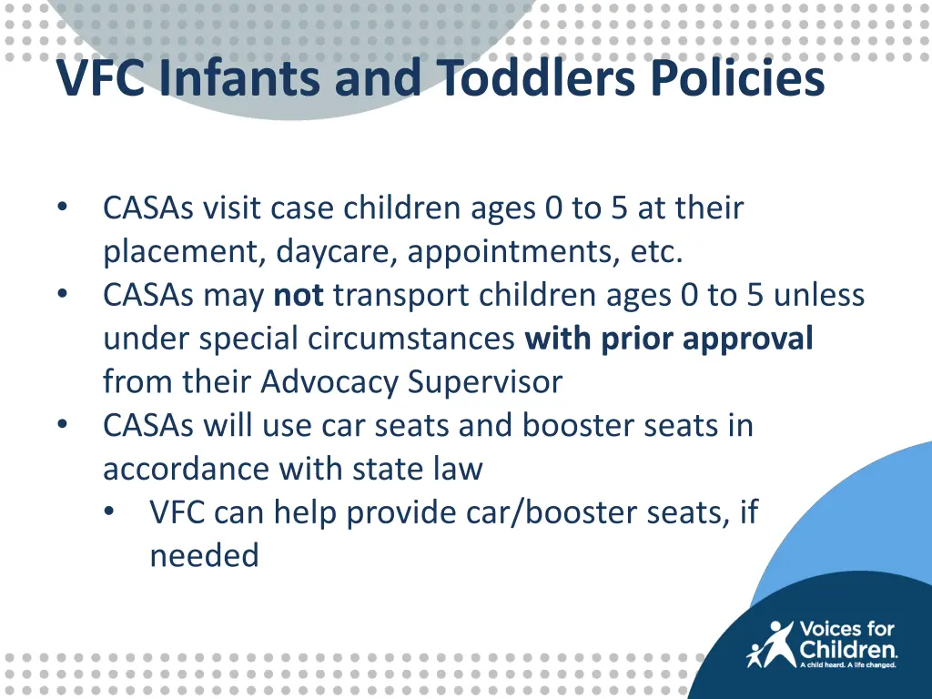 vfc infants and toddlers policies