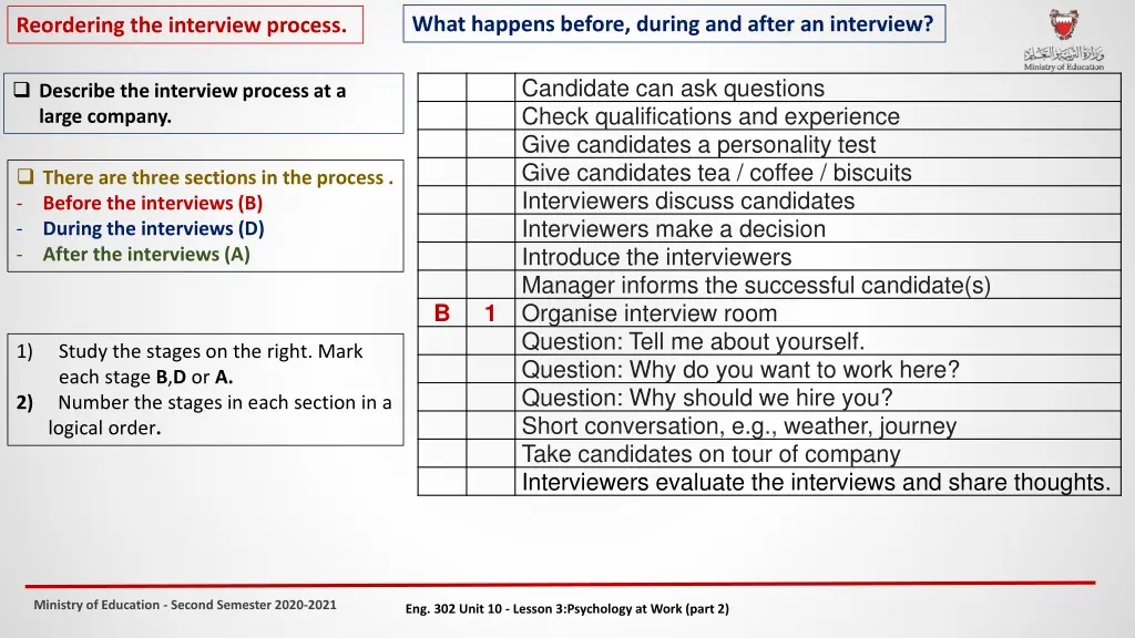 what happens before during and after an interview