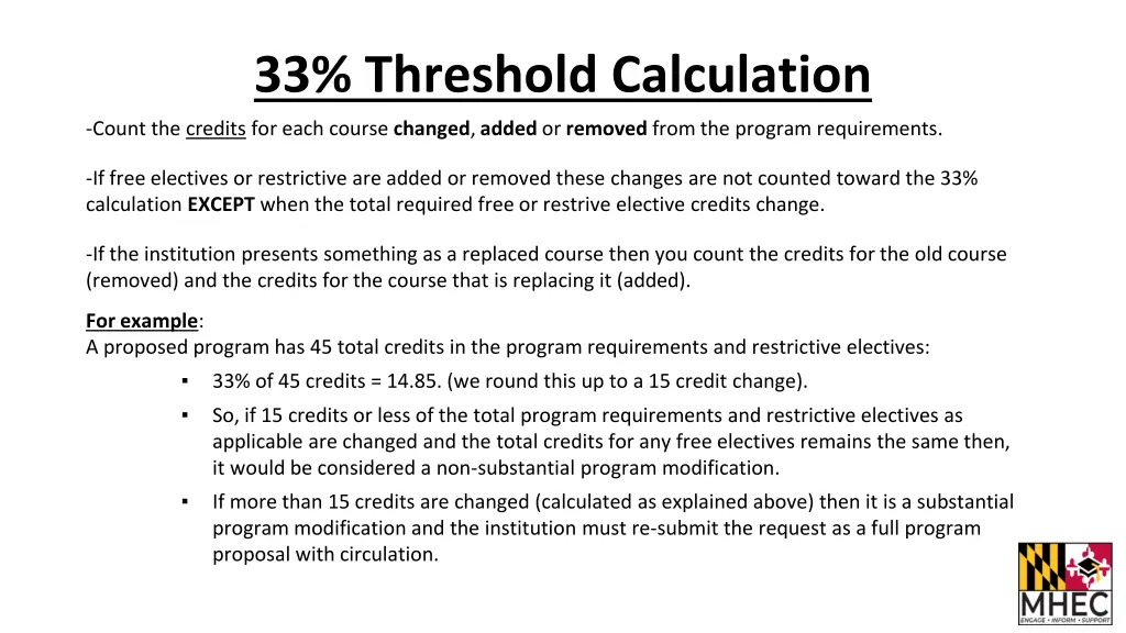 33 threshold calculation