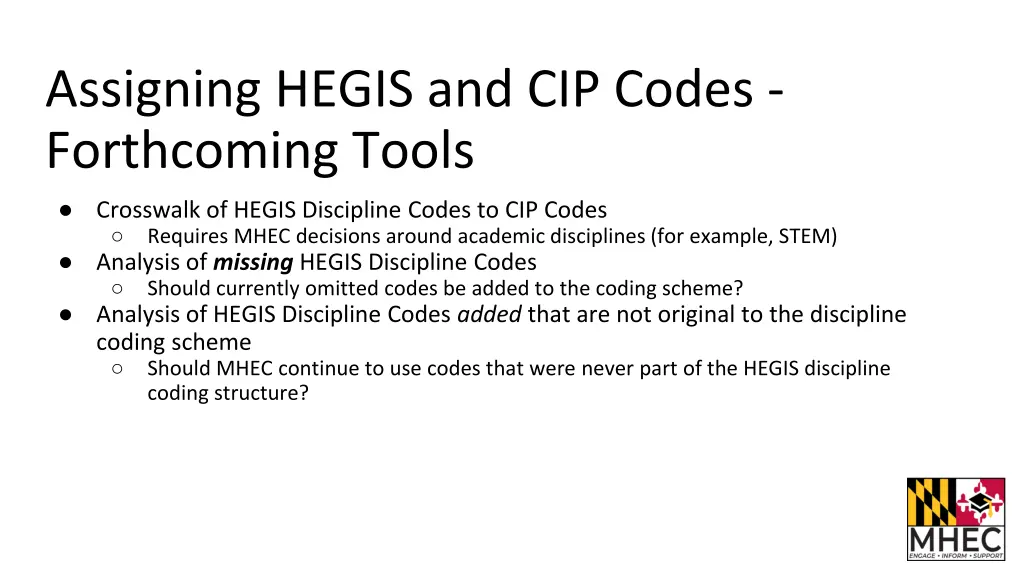 assigning hegis and cip codes forthcoming tools